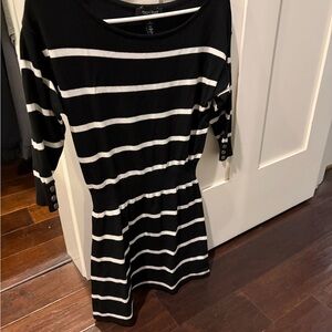 Black and White Striped Dress - or worn as  longer top with leggings